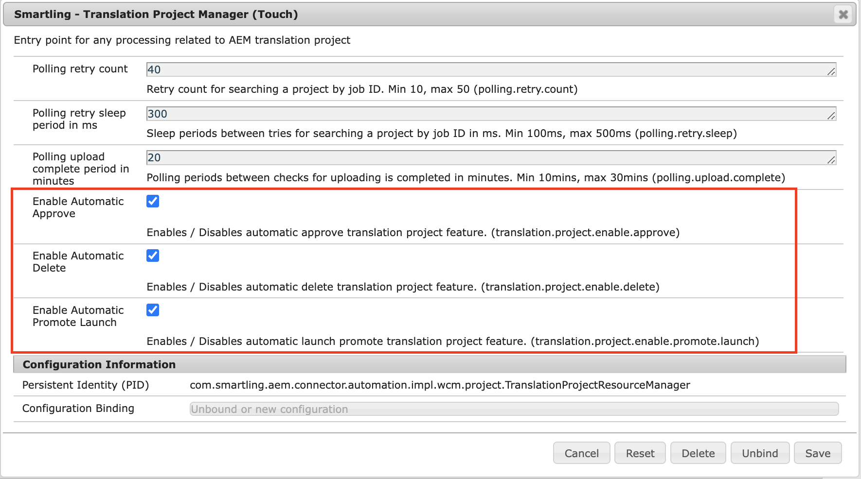 AEM translation porject settings.png