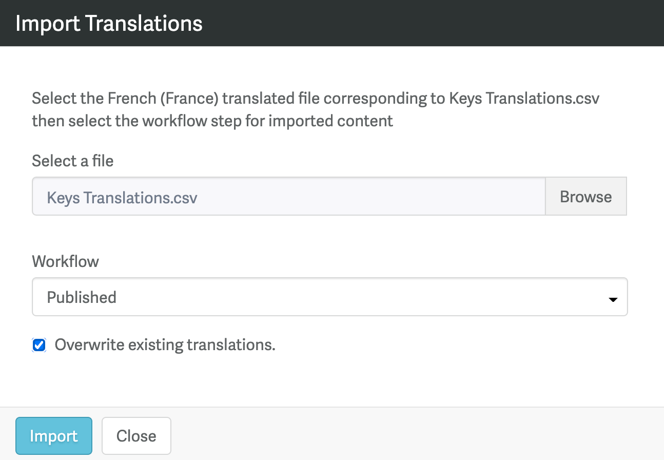 Importing language translations