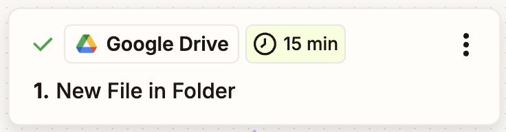 Screenshot of a trigger event for a new file in a Goole Drive folder