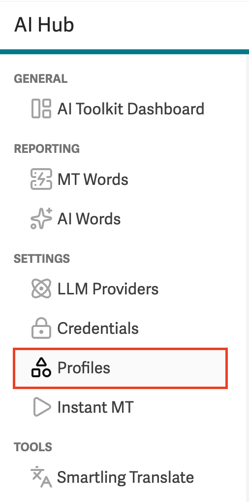 Screenshot of the "Profile" tab in the AI Hub