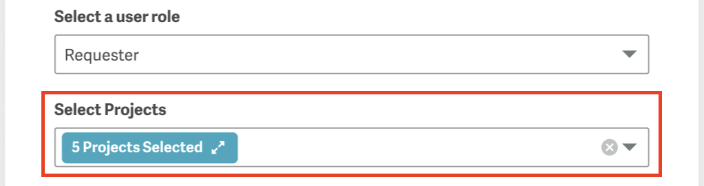 "Select Projects" dropdown menu