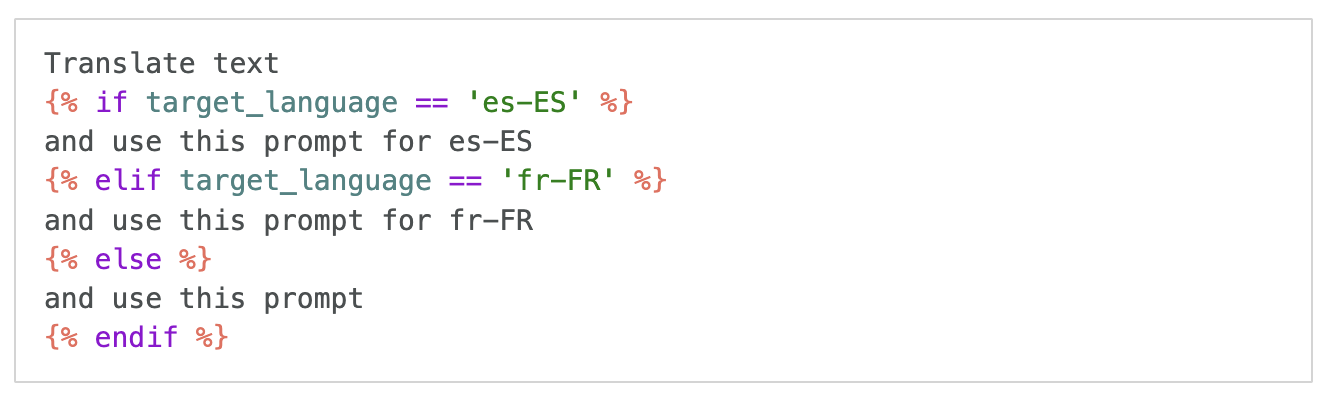 Screenshot of a prompt using conditional syntax