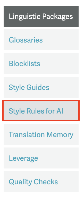 Navigation showing the tab for "Style Rules for AI"