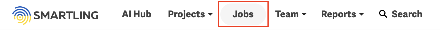 "Jobs" tab highlighted in the top navigation bar