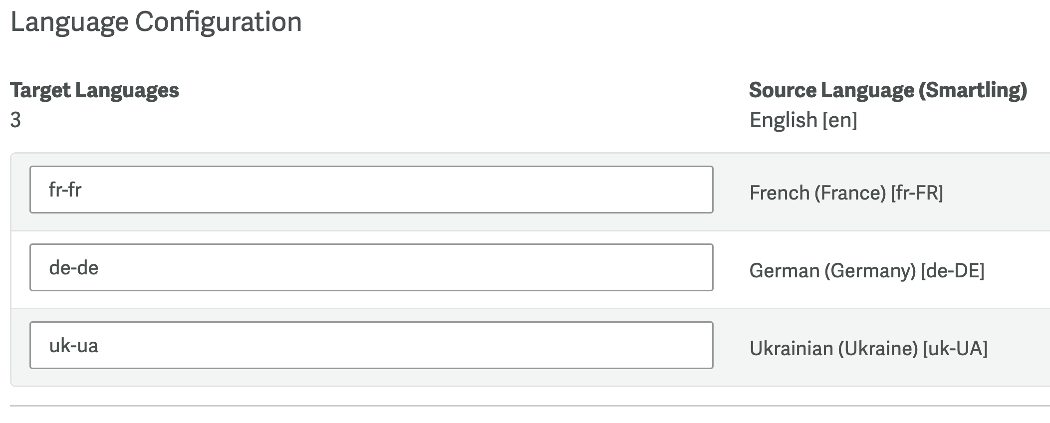 Language mappings screen