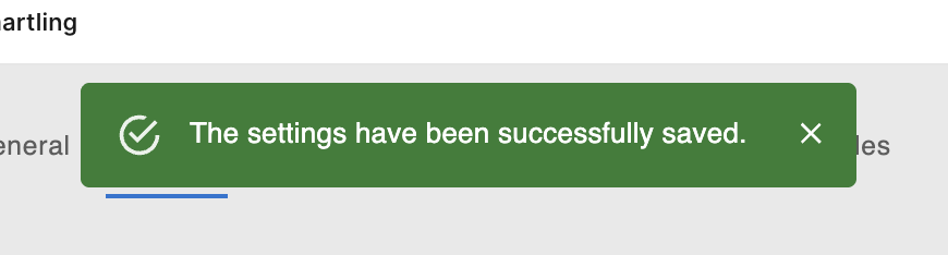 Confirmation banner in the Smartling plugin after saving settings